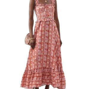 House of Harlow 1960 Women's Medium M Brown / Red‎ Floral Long Dress